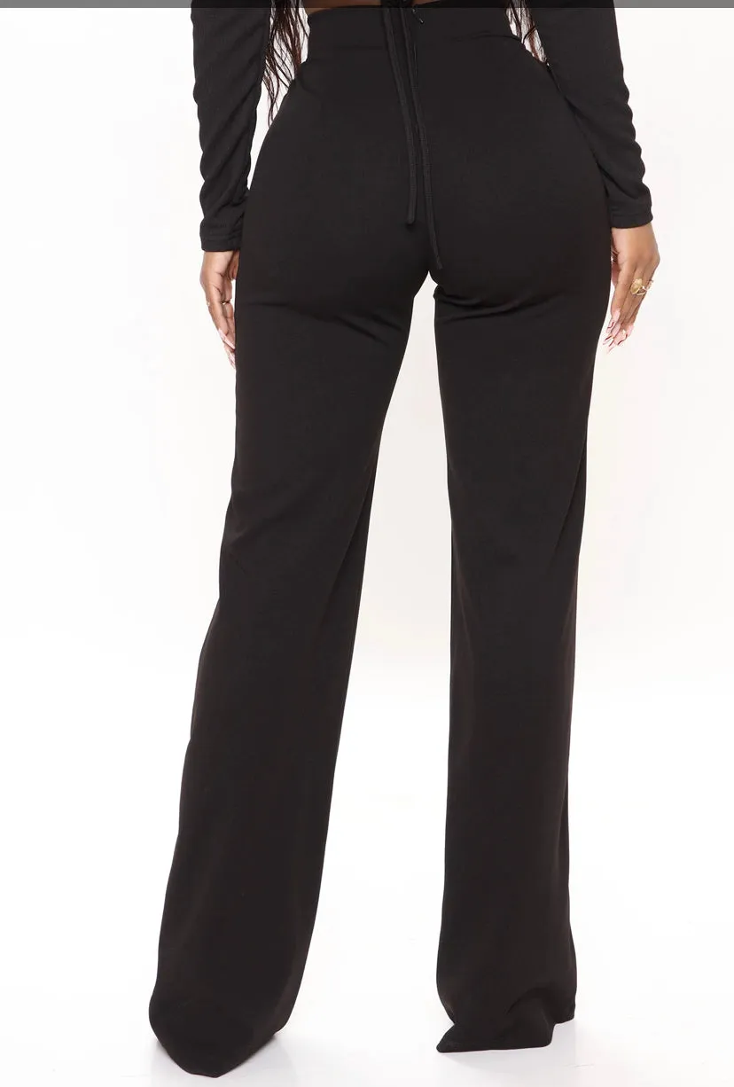 WOMEN Plus Size Black Wide Leg Dress Pants