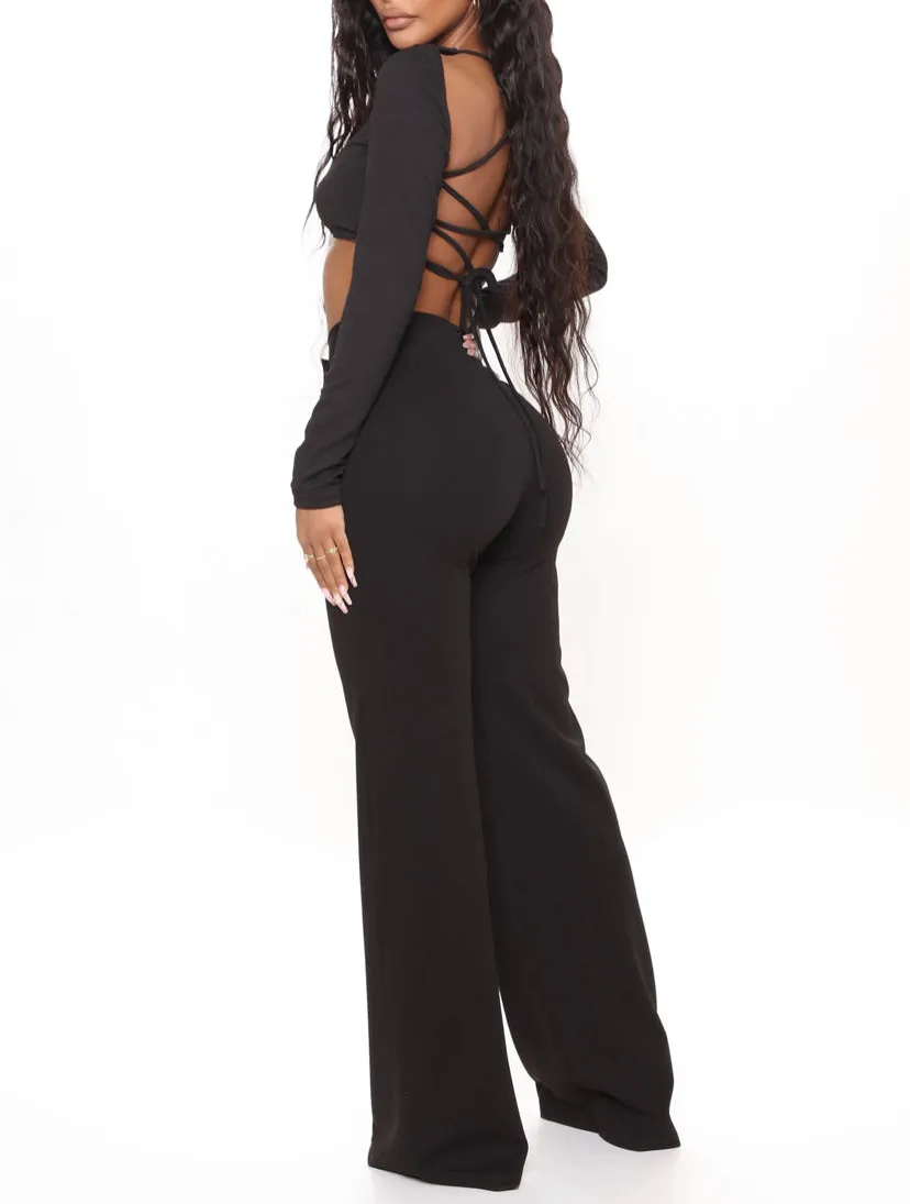 WOMEN Plus Size Black Wide Leg Dress Pants