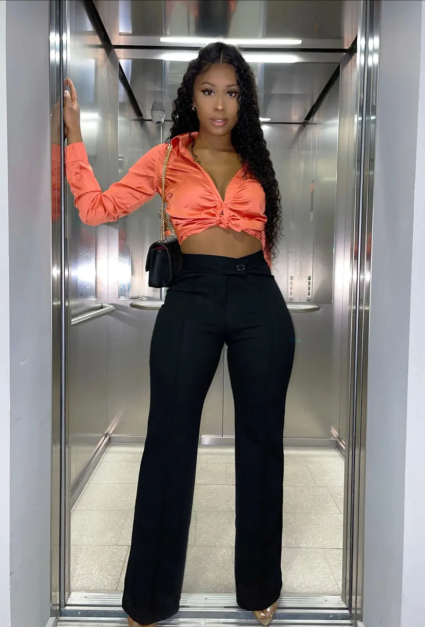 WOMEN Plus Size Black Wide Leg Dress Pants