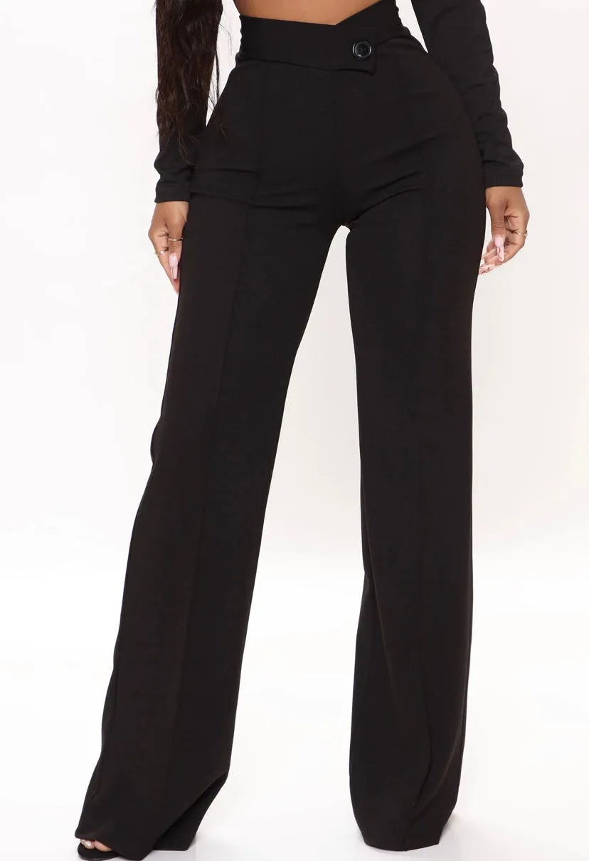 WOMEN Plus Size Black Wide Leg Dress Pants