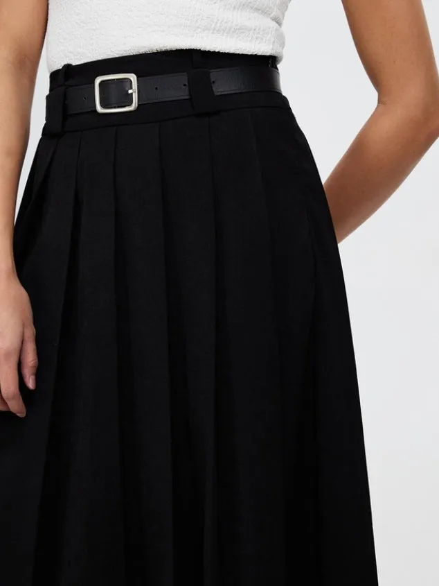 Women's Vintage High Waist A-Line Flared Midi Black Skirts by Kaja Clothing - Reva Skirt